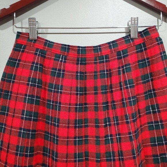 Vintage Pendleton 100% Wool Skirt Womens Sz 10 Tartan Plaid Pleated Red Green - Picture 5 of 11
